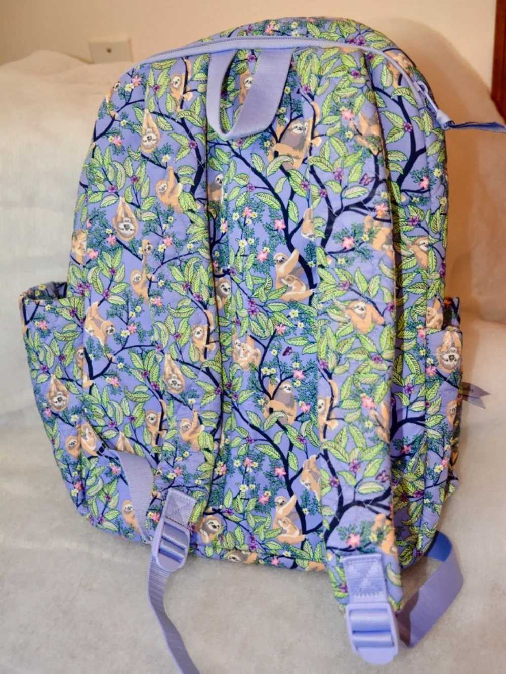 Vera Bradley Essential Lg, Backpack, Retired, Hanging Around Purple, Sloth, NWT